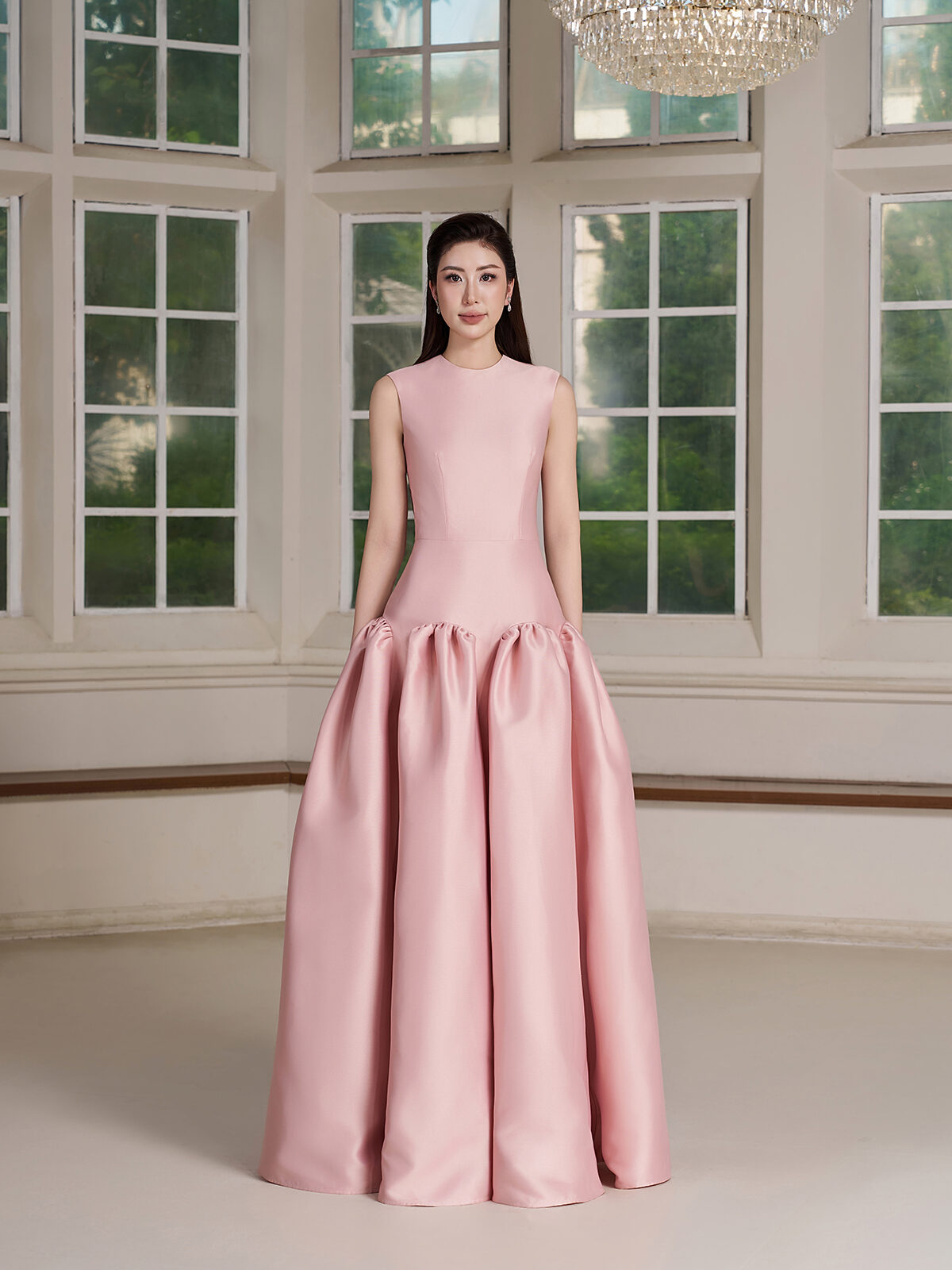 Sleeveless Structured Satin Ball Gown